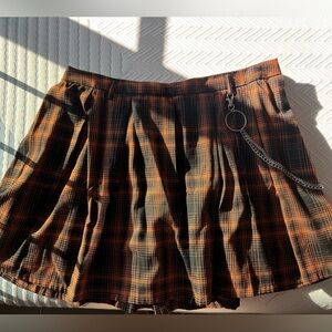 Hot Topic Orange Plaid Skirt